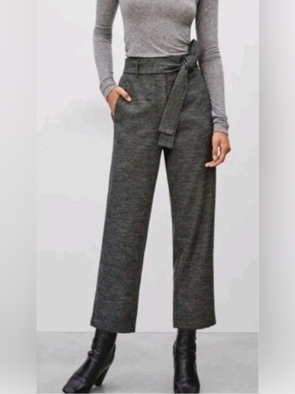 Aritzia Wilfred Jallade Grey Textured Tie Belt Pants Size 4